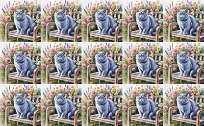 DecoCraft - Scenic Tiles Series - Watercolor Pets - British Shorthair - Gray