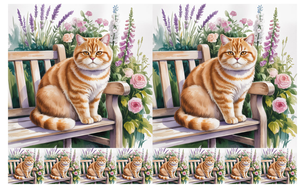 DecoCraft - Scenic Tiles Series - Watercolor Pets - British Shorthair - Orange