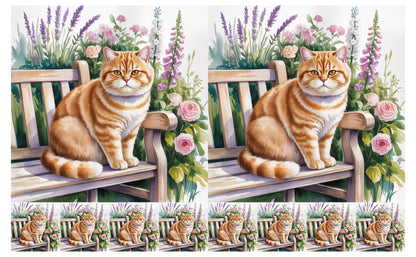 DecoCraft - Scenic Tiles Series - Watercolor Pets - British Shorthair - Orange