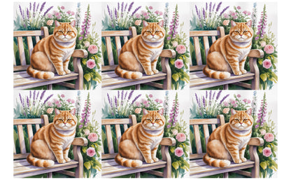 DecoCraft - Scenic Tiles Series - Watercolor Pets - British Shorthair - Orange
