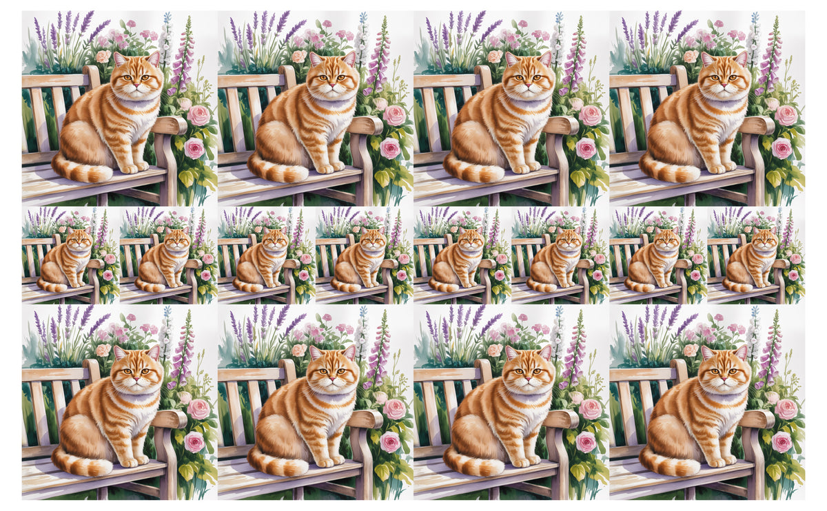DecoCraft - Scenic Tiles Series - Watercolor Pets - British Shorthair - Orange