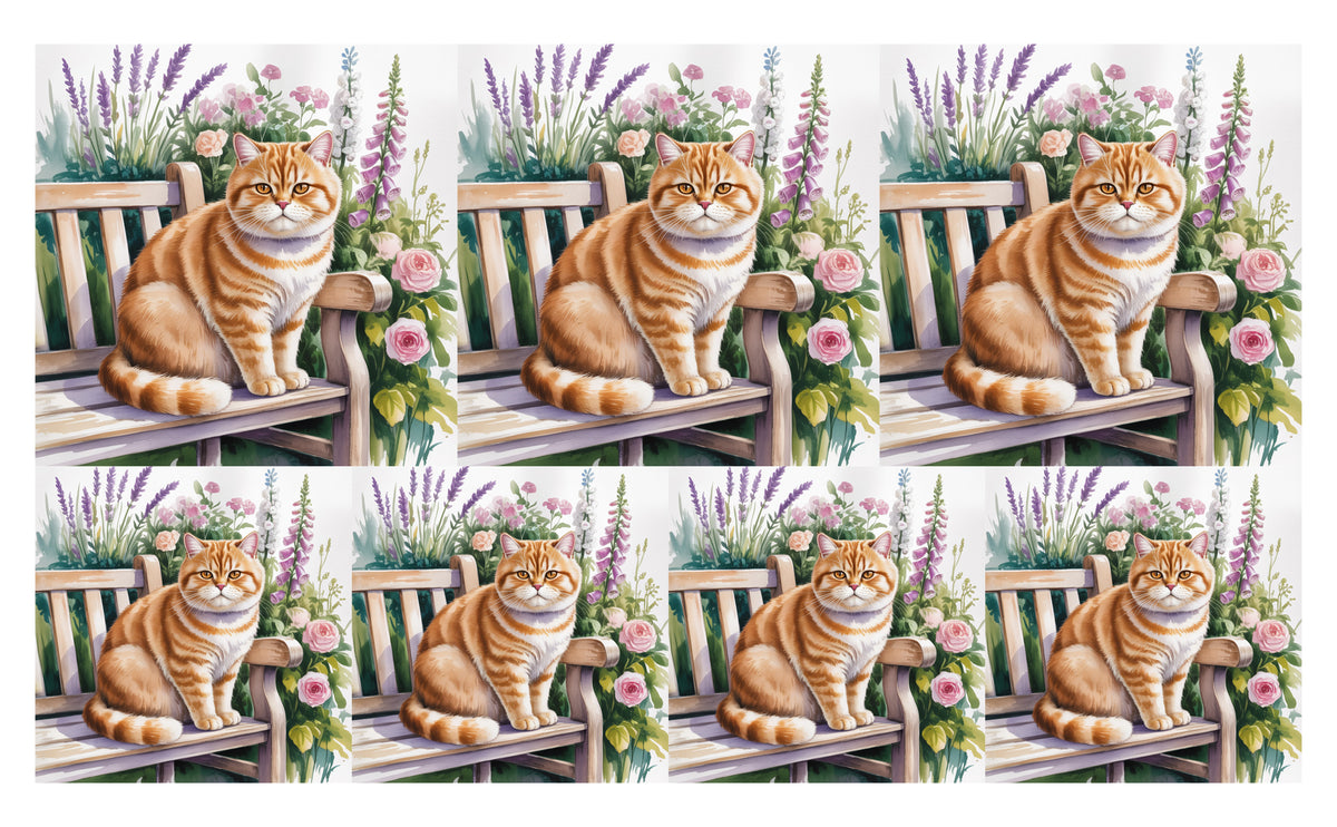 DecoCraft - Scenic Tiles Series - Watercolor Pets - British Shorthair - Orange