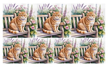 DecoCraft - Scenic Tiles Series - Watercolor Pets - British Shorthair - Orange