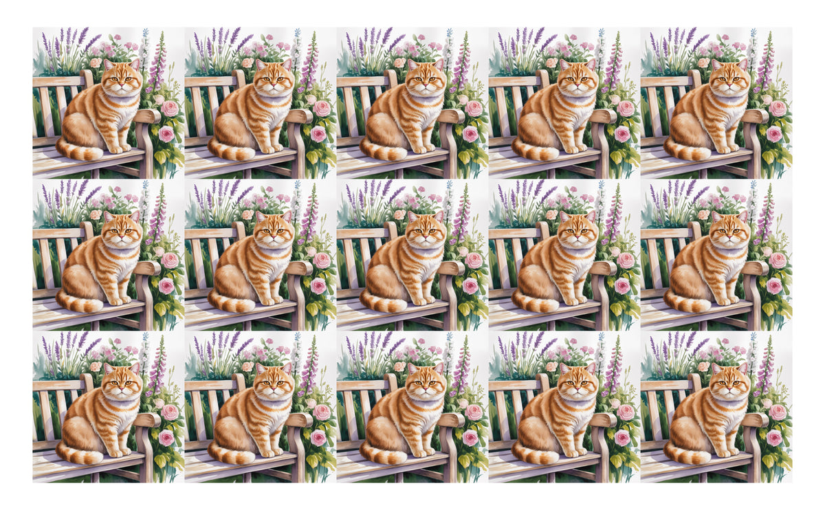 DecoCraft - Scenic Tiles Series - Watercolor Pets - British Shorthair - Orange