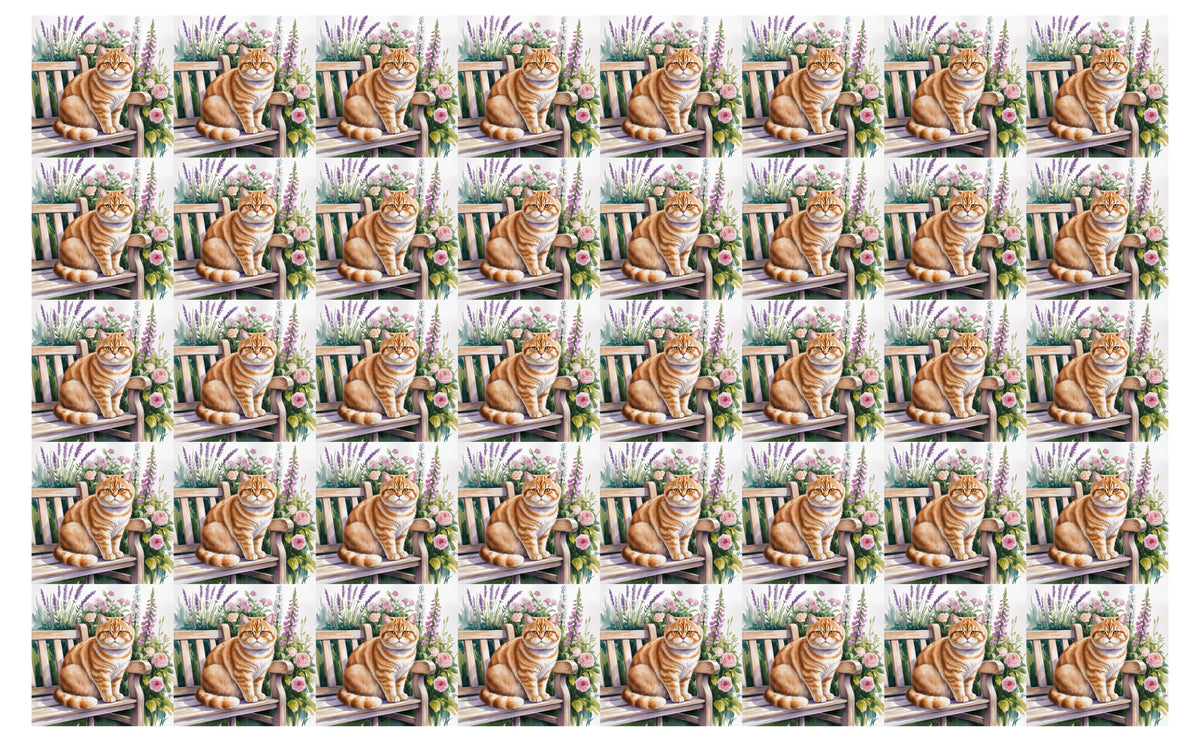 DecoCraft - Scenic Tiles Series - Watercolor Pets - British Shorthair - Orange