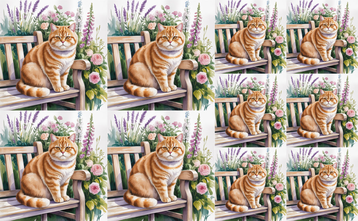 DecoCraft - Scenic Tiles Series - Watercolor Pets - British Shorthair - Orange