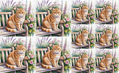 DecoCraft - Scenic Tiles Series - Watercolor Pets - British Shorthair - Orange