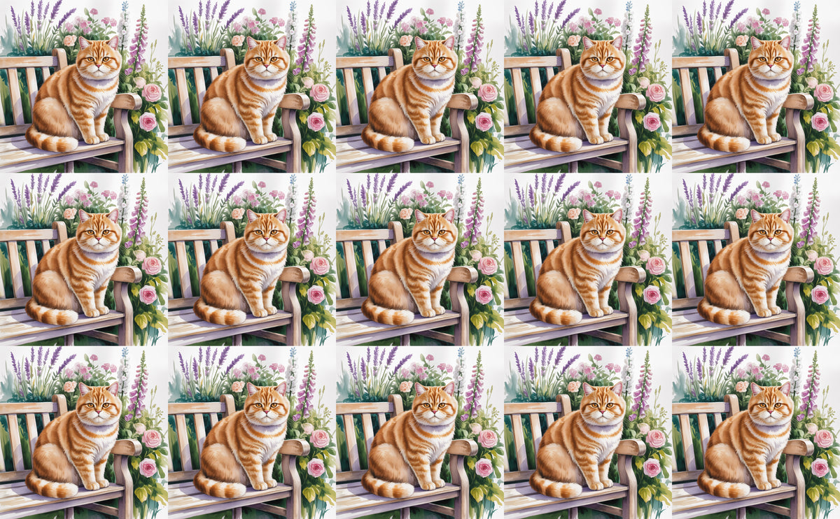 DecoCraft - Scenic Tiles Series - Watercolor Pets - British Shorthair - Orange