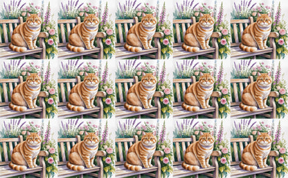 DecoCraft - Scenic Tiles Series - Watercolor Pets - British Shorthair - Orange