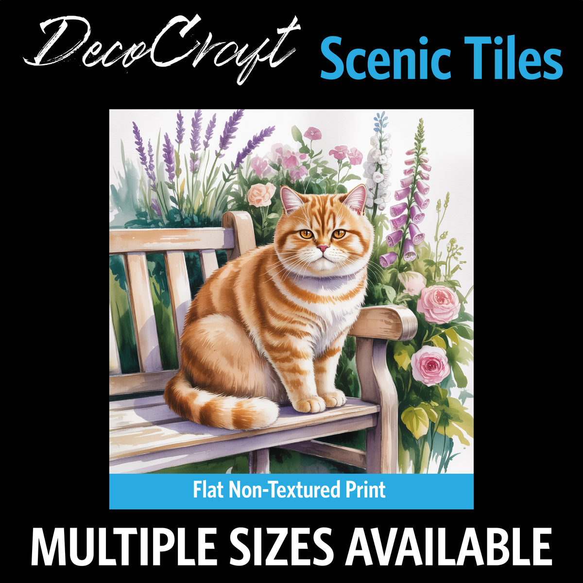 DecoCraft - Scenic Tiles Series - Watercolor Pets - British Shorthair - Orange