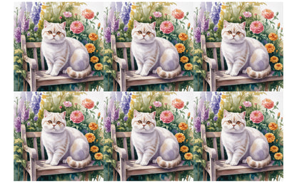 DecoCraft - Scenic Tiles Series - Watercolor Pets - British Shorthair - White
