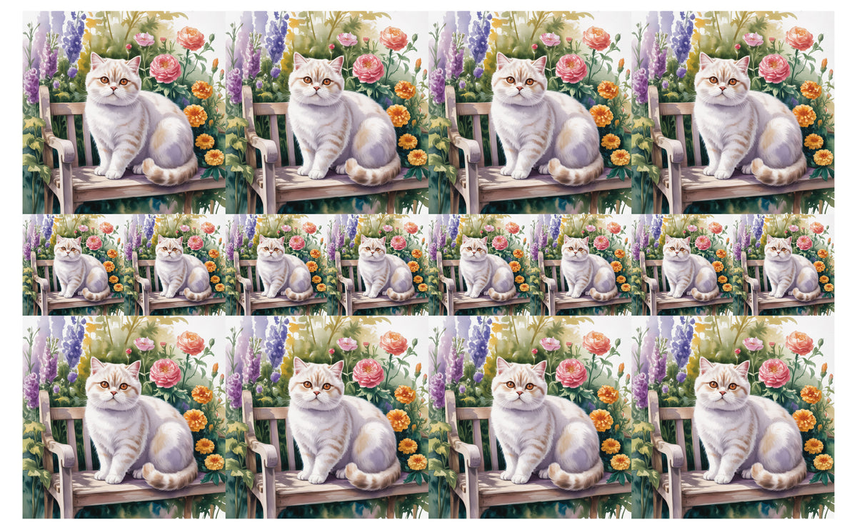 DecoCraft - Scenic Tiles Series - Watercolor Pets - British Shorthair - White