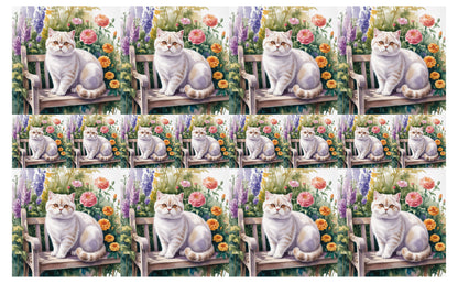 DecoCraft - Scenic Tiles Series - Watercolor Pets - British Shorthair - White