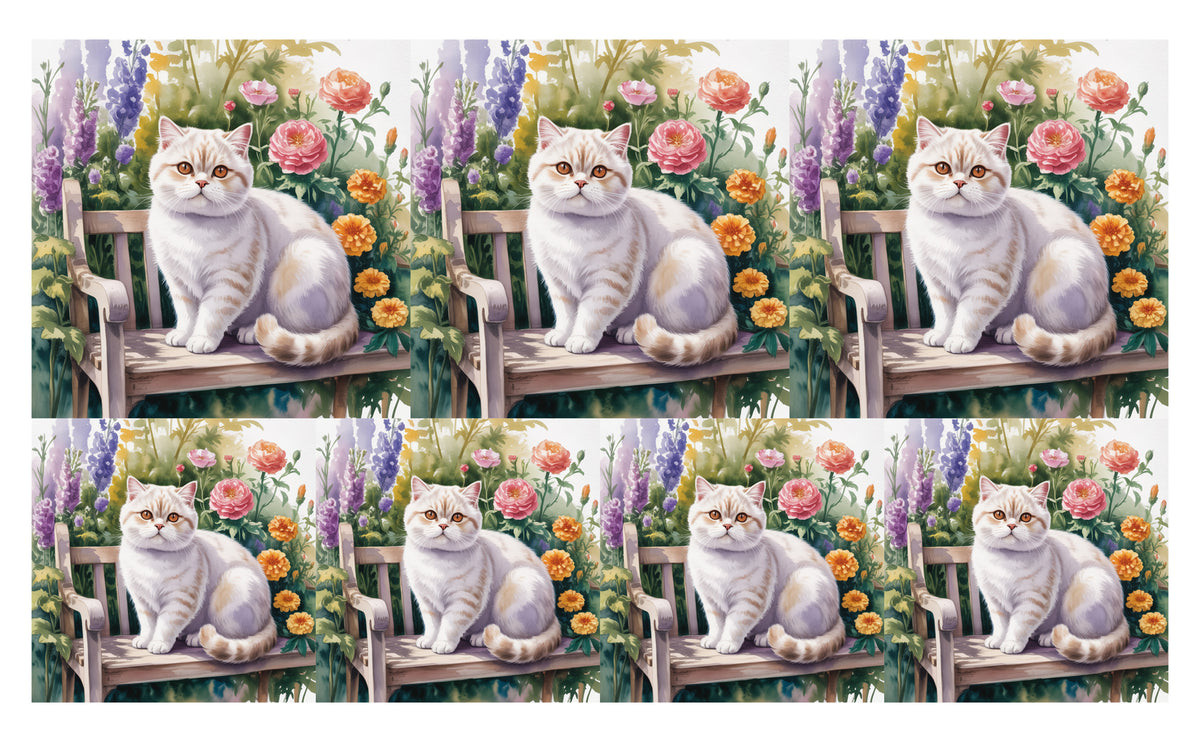 DecoCraft - Scenic Tiles Series - Watercolor Pets - British Shorthair - White