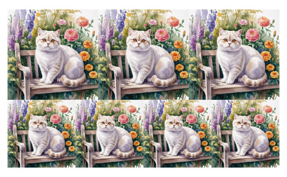 DecoCraft - Scenic Tiles Series - Watercolor Pets - British Shorthair - White