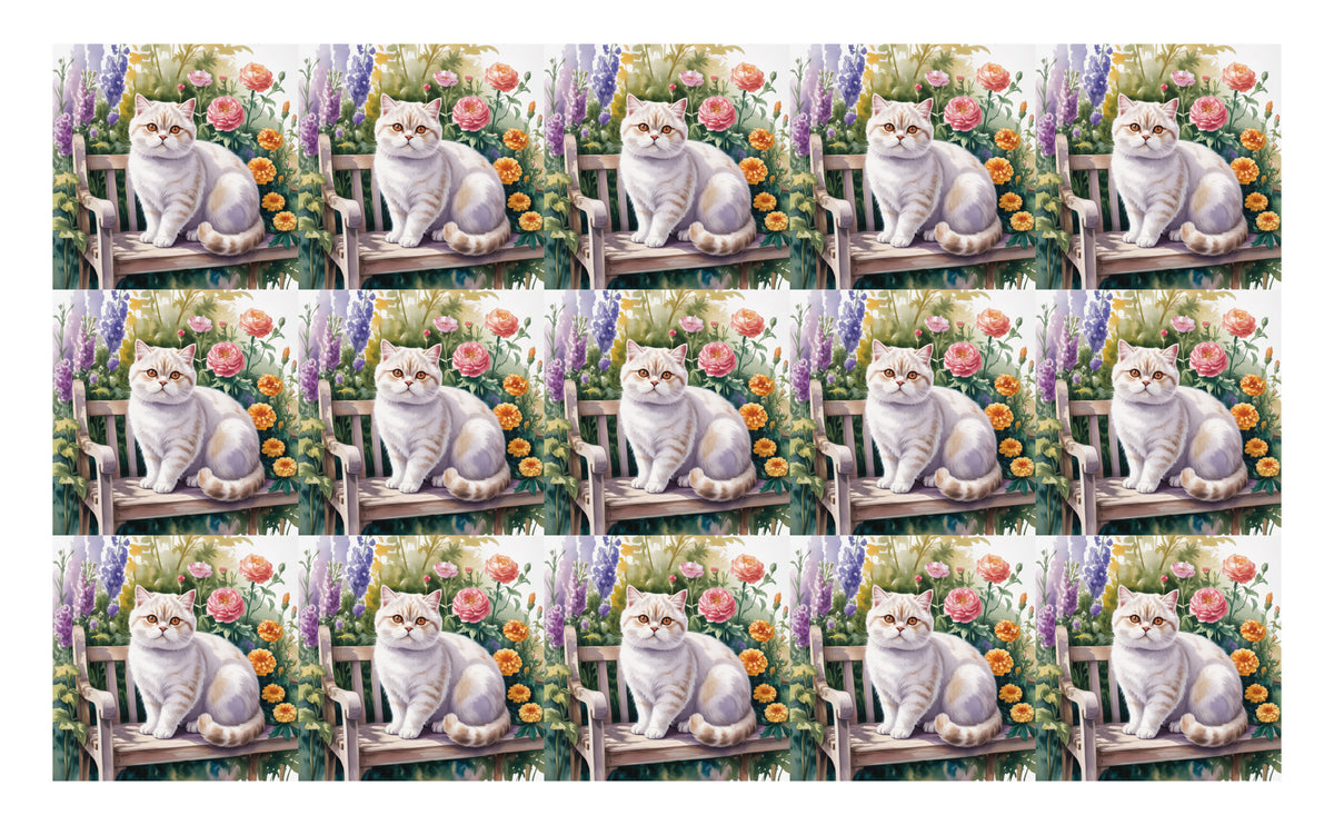 DecoCraft - Scenic Tiles Series - Watercolor Pets - British Shorthair - White