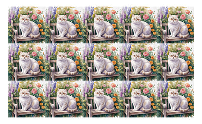DecoCraft - Scenic Tiles Series - Watercolor Pets - British Shorthair - White