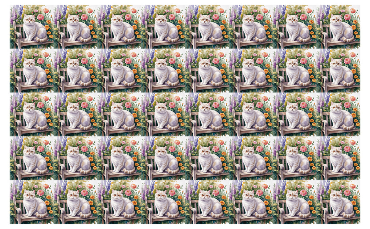DecoCraft - Scenic Tiles Series - Watercolor Pets - British Shorthair - White