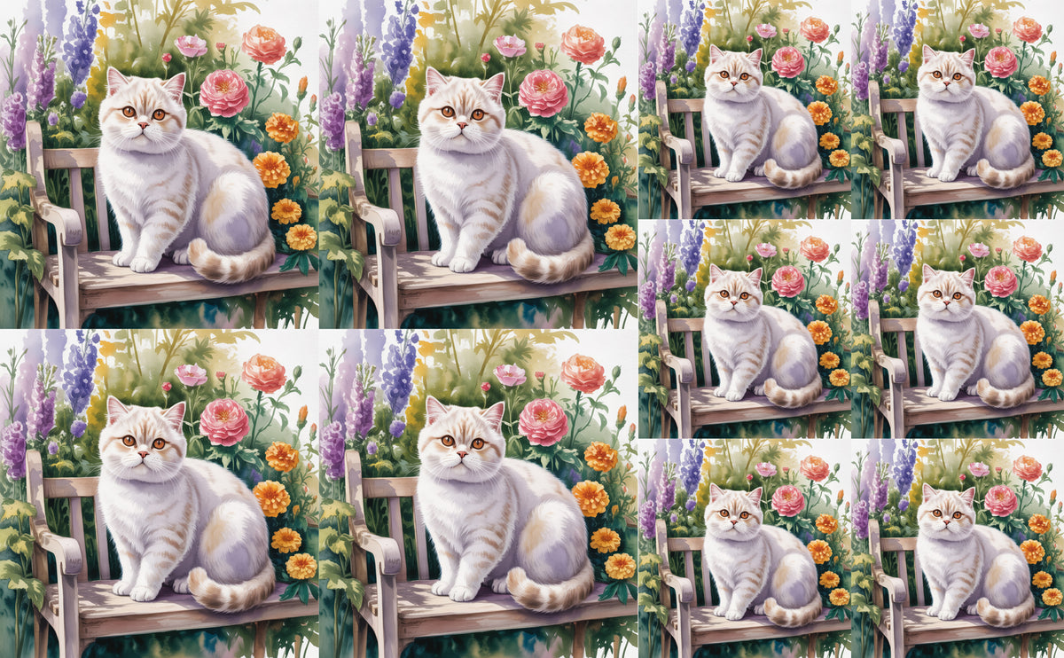 DecoCraft - Scenic Tiles Series - Watercolor Pets - British Shorthair - White