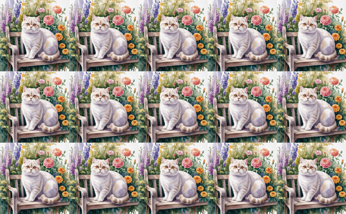 DecoCraft - Scenic Tiles Series - Watercolor Pets - British Shorthair - White