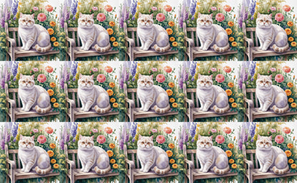 DecoCraft - Scenic Tiles Series - Watercolor Pets - British Shorthair - White
