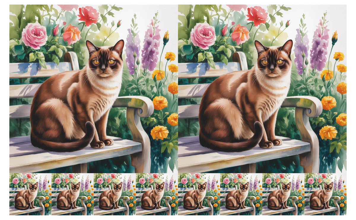 DecoCraft - Scenic Tiles Series - Watercolor Pets - Burmese