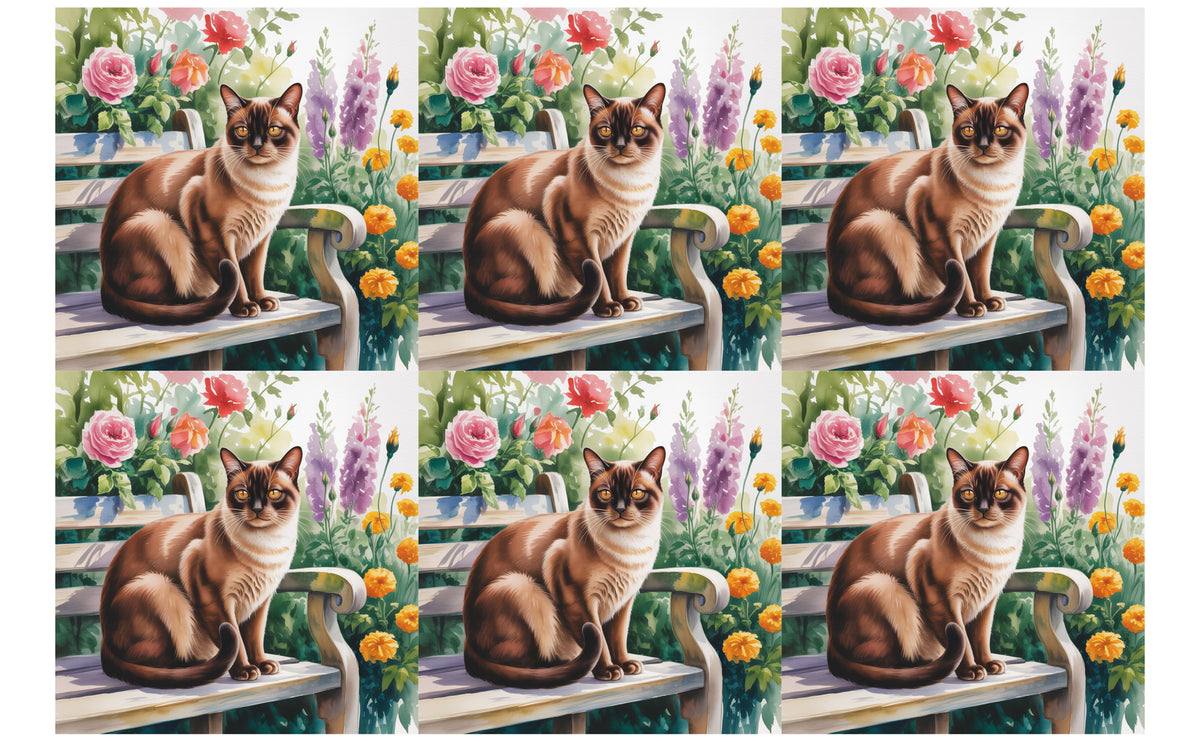 DecoCraft - Scenic Tiles Series - Watercolor Pets - Burmese