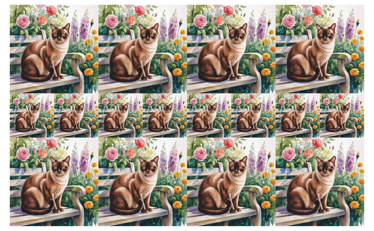 DecoCraft - Scenic Tiles Series - Watercolor Pets - Burmese