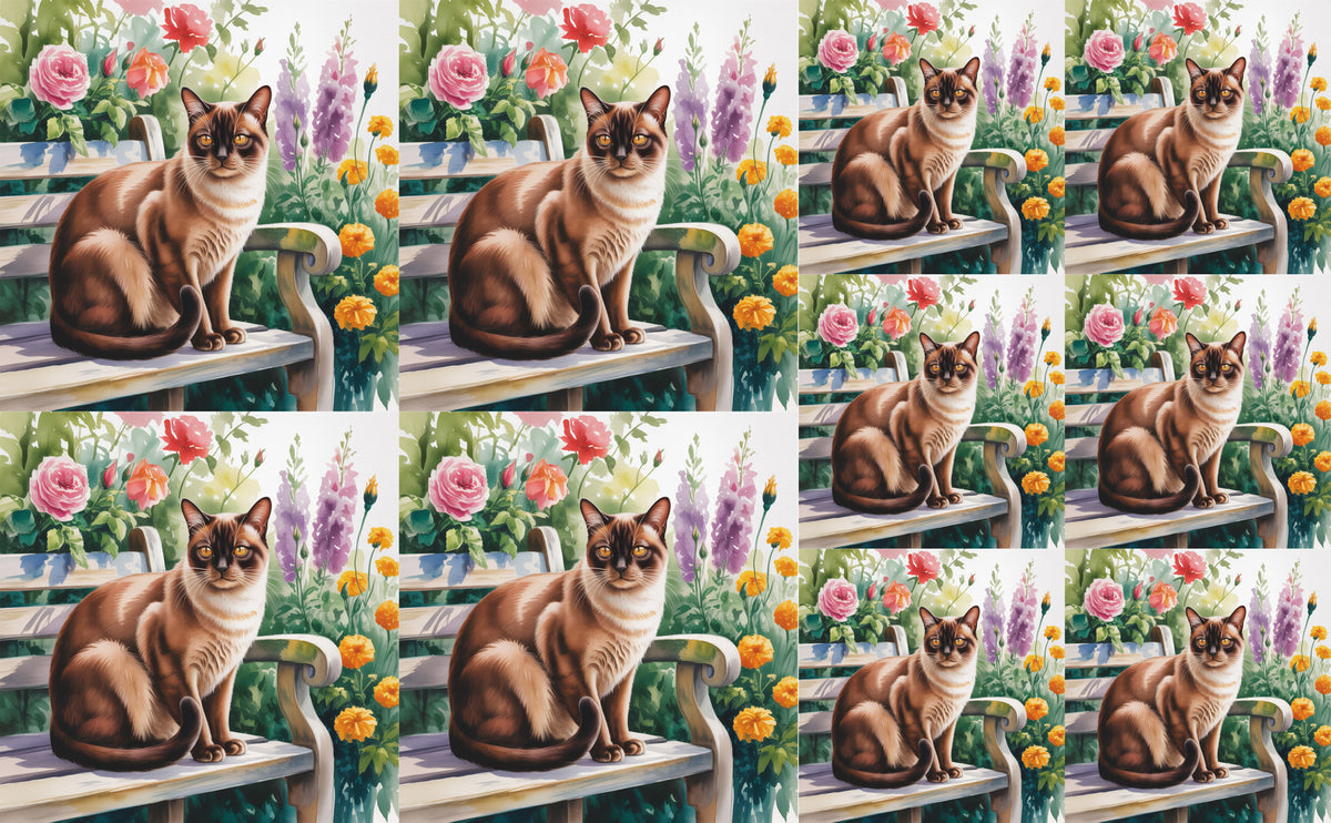 DecoCraft - Scenic Tiles Series - Watercolor Pets - Burmese
