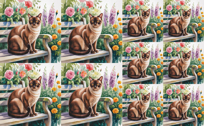 DecoCraft - Scenic Tiles Series - Watercolor Pets - Burmese