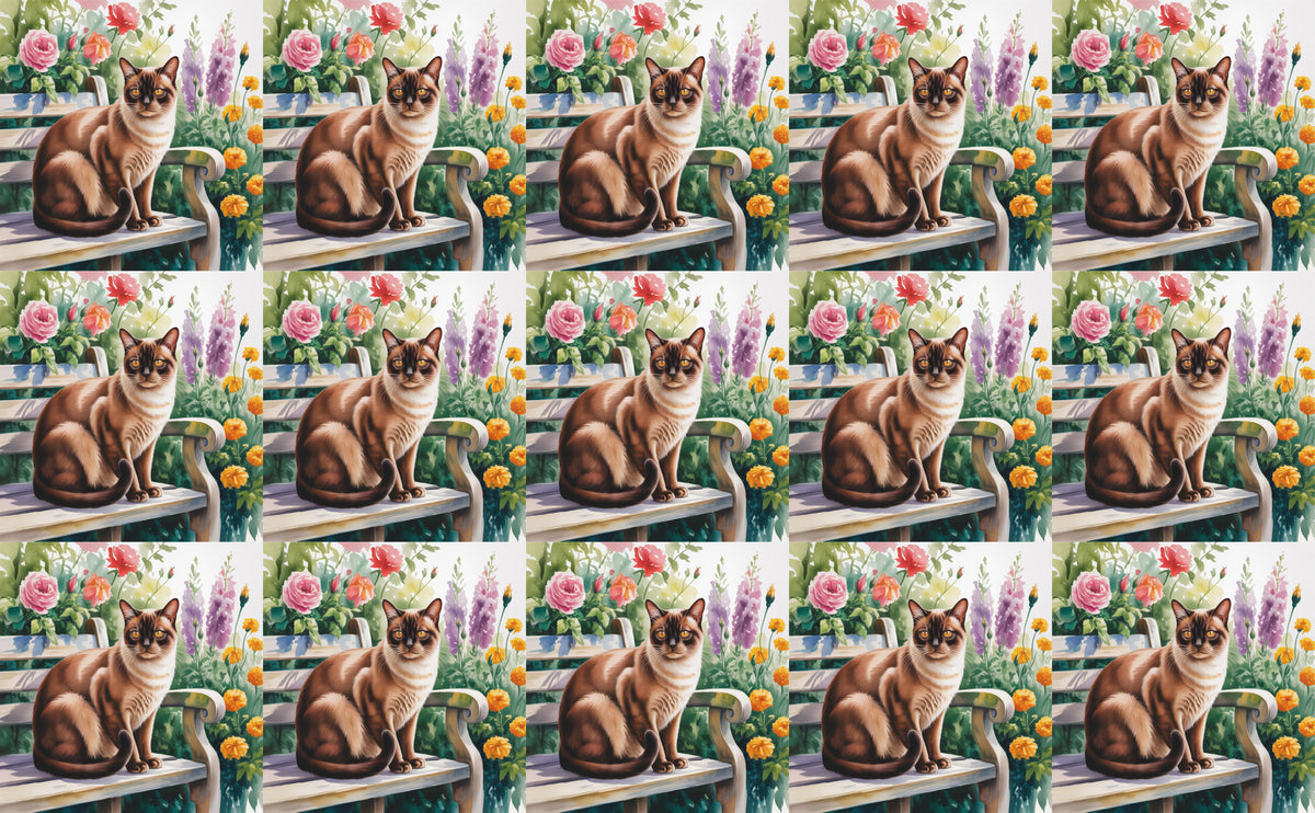 DecoCraft - Scenic Tiles Series - Watercolor Pets - Burmese