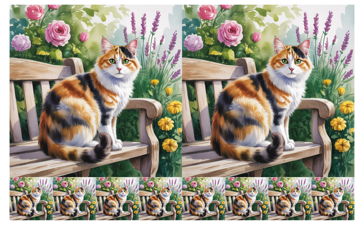 DecoCraft - Scenic Tiles Series - Watercolor Pets - Calico