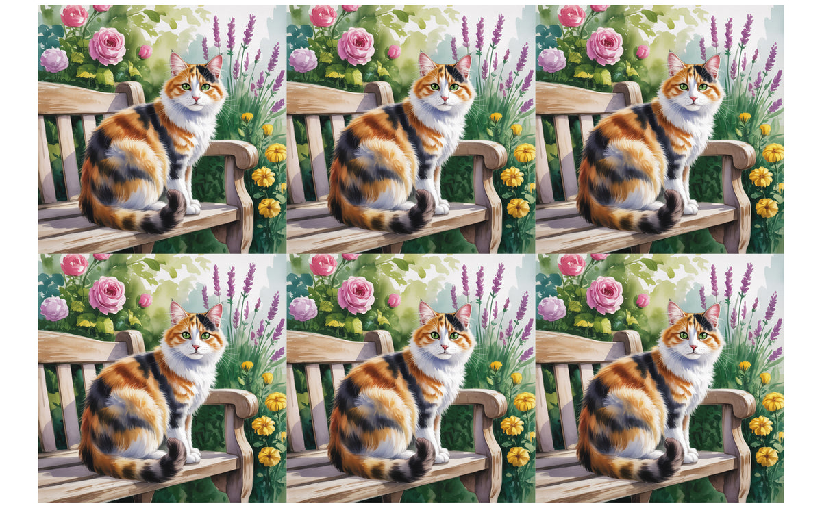 DecoCraft - Scenic Tiles Series - Watercolor Pets - Calico