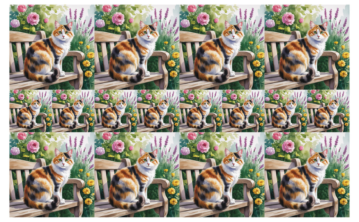 DecoCraft - Scenic Tiles Series - Watercolor Pets - Calico