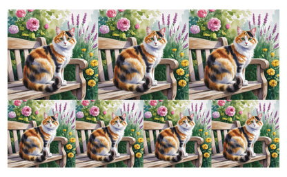 DecoCraft - Scenic Tiles Series - Watercolor Pets - Calico