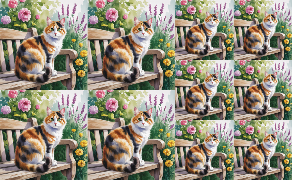 DecoCraft - Scenic Tiles Series - Watercolor Pets - Calico