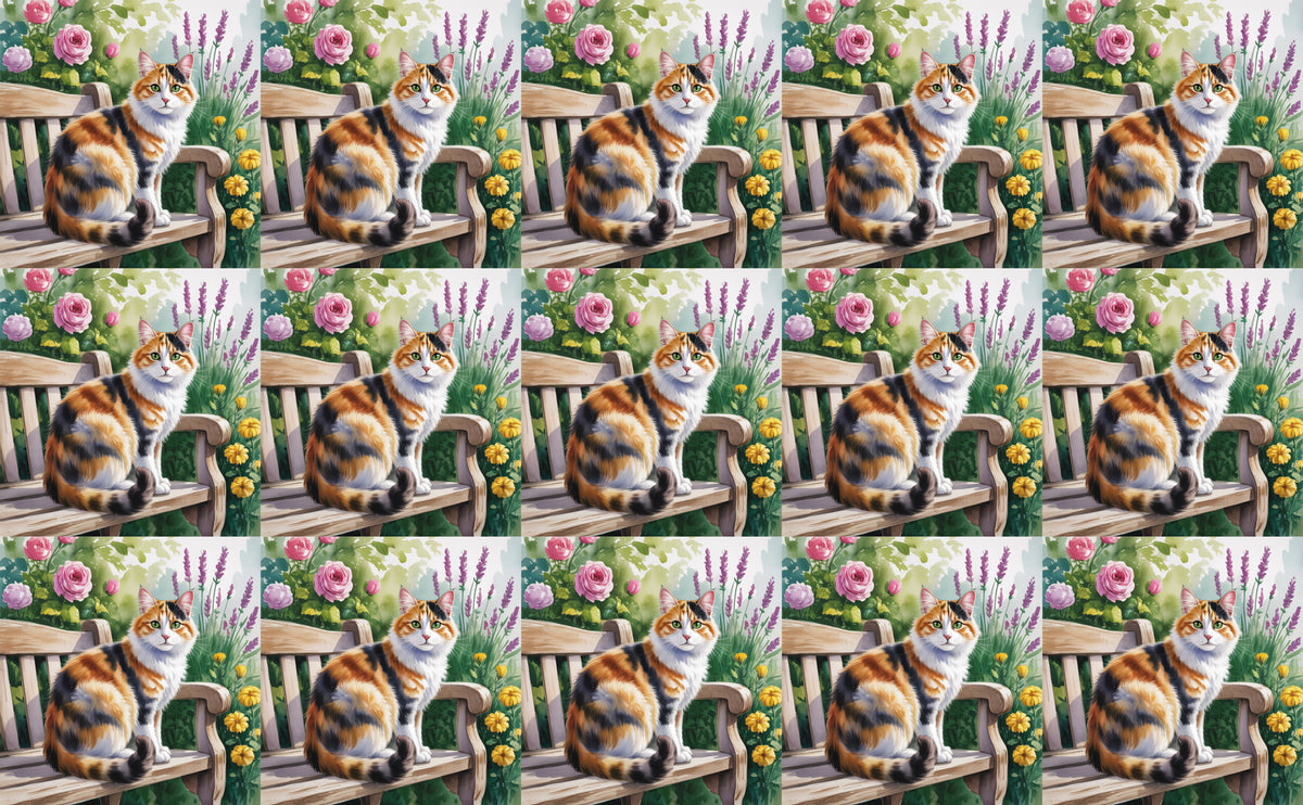 DecoCraft - Scenic Tiles Series - Watercolor Pets - Calico