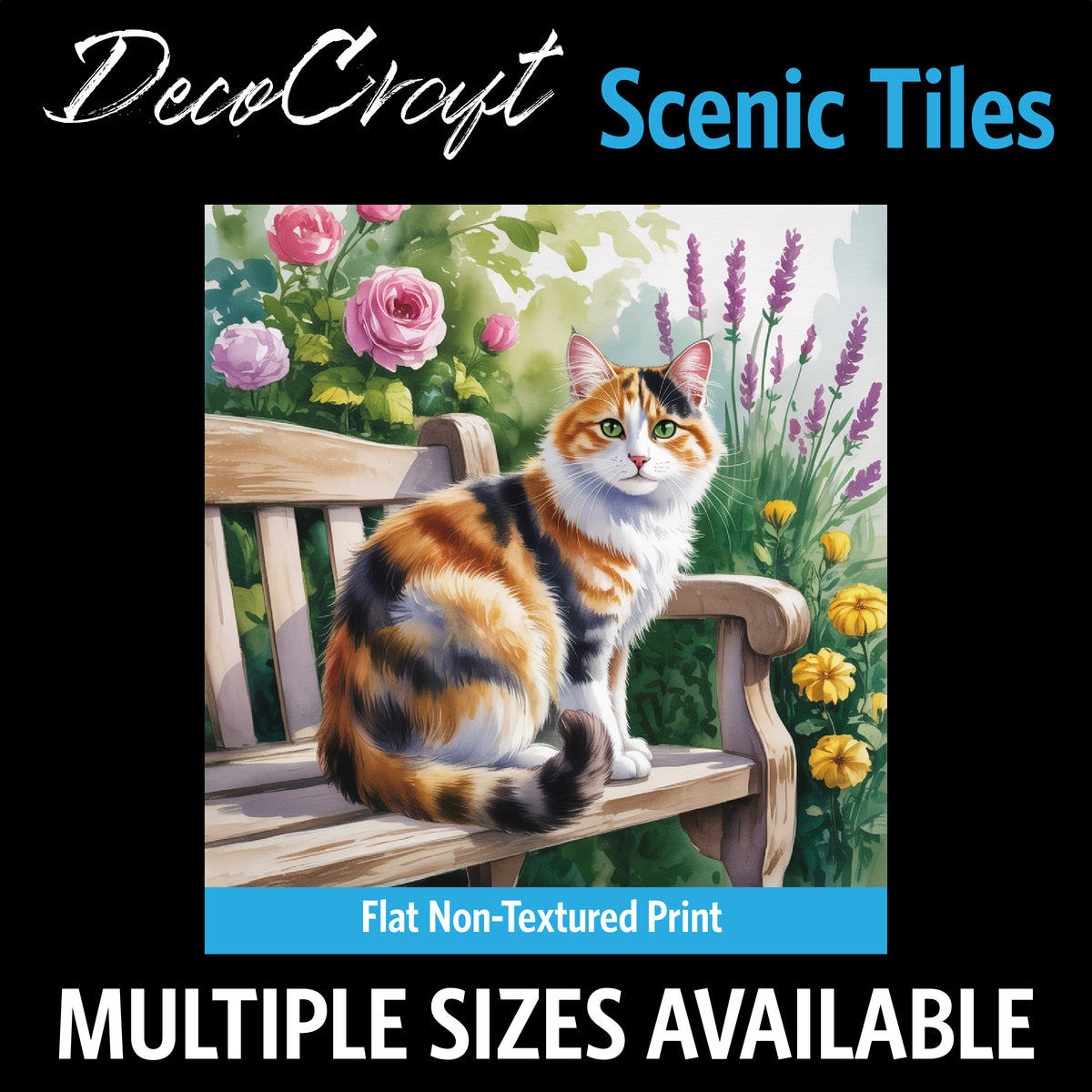 DecoCraft - Scenic Tiles Series - Watercolor Pets - Calico