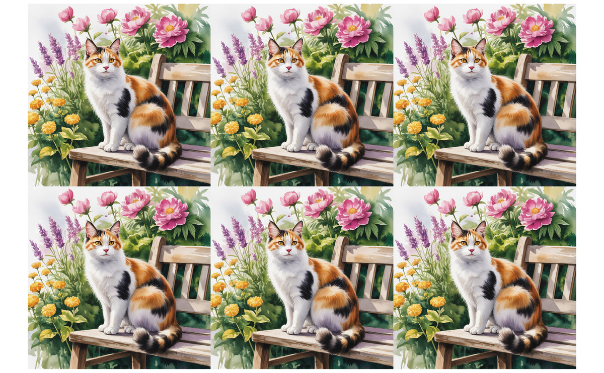 DecoCraft - Scenic Tiles Series - Watercolor Pets - Japanese Bobtail