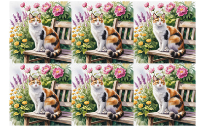 DecoCraft - Scenic Tiles Series - Watercolor Pets - Japanese Bobtail