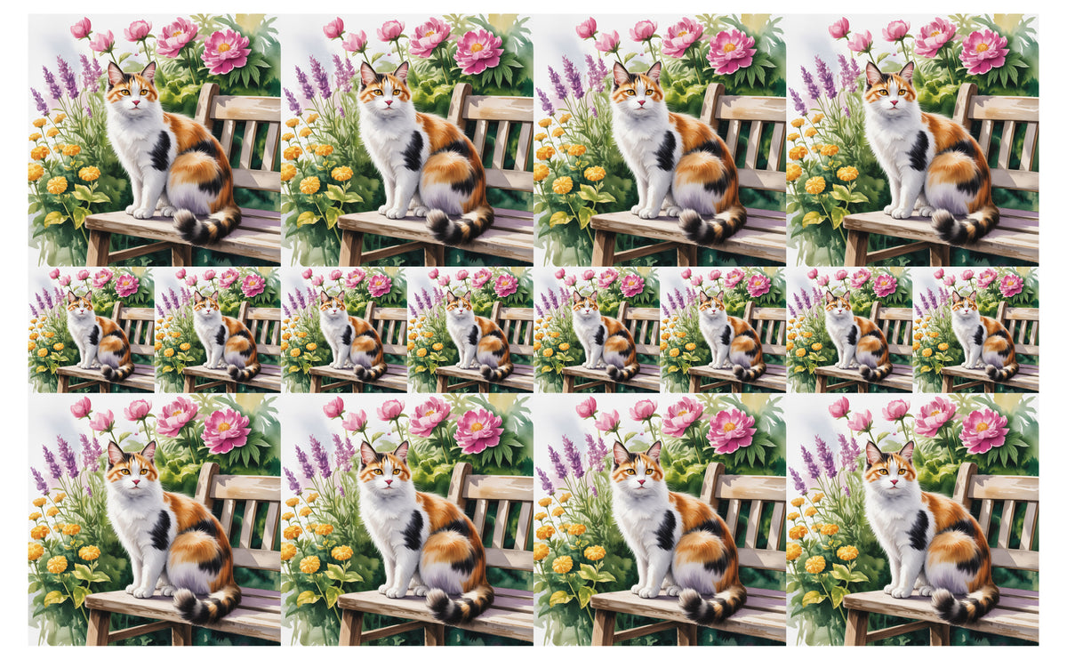 DecoCraft - Scenic Tiles Series - Watercolor Pets - Japanese Bobtail