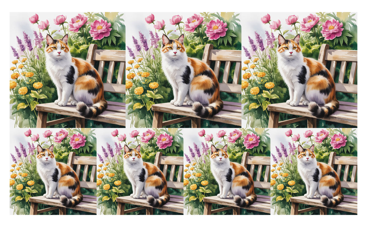 DecoCraft - Scenic Tiles Series - Watercolor Pets - Japanese Bobtail