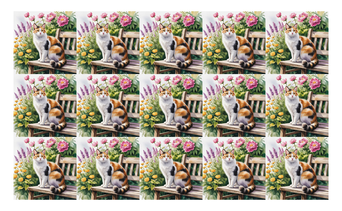 DecoCraft - Scenic Tiles Series - Watercolor Pets - Japanese Bobtail