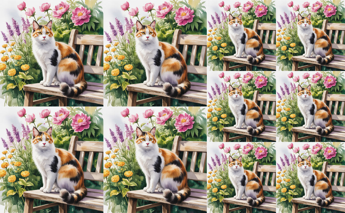 DecoCraft - Scenic Tiles Series - Watercolor Pets - Japanese Bobtail