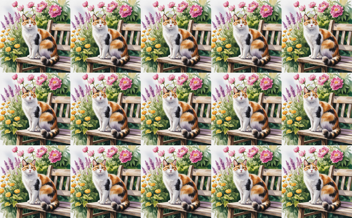 DecoCraft - Scenic Tiles Series - Watercolor Pets - Japanese Bobtail