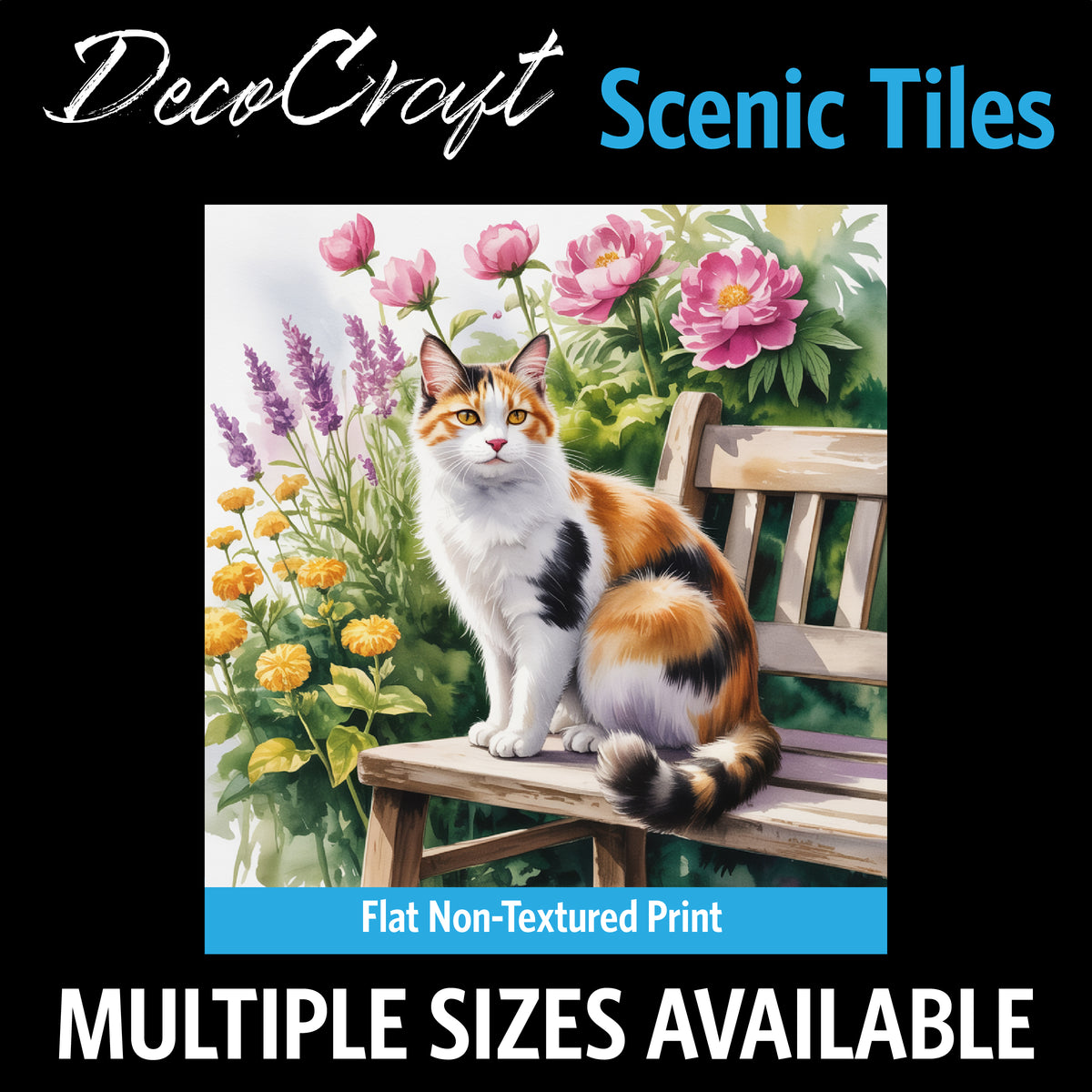 DecoCraft - Scenic Tiles Series - Watercolor Pets - Japanese Bobtail