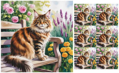 DecoCraft - Scenic Tiles Series - Watercolor Pets - Maine Coon