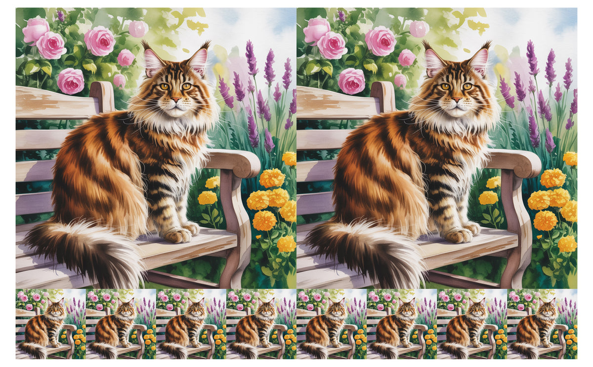 DecoCraft - Scenic Tiles Series - Watercolor Pets - Maine Coon
