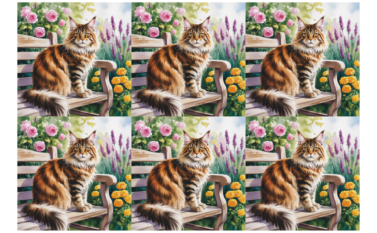 DecoCraft - Scenic Tiles Series - Watercolor Pets - Maine Coon
