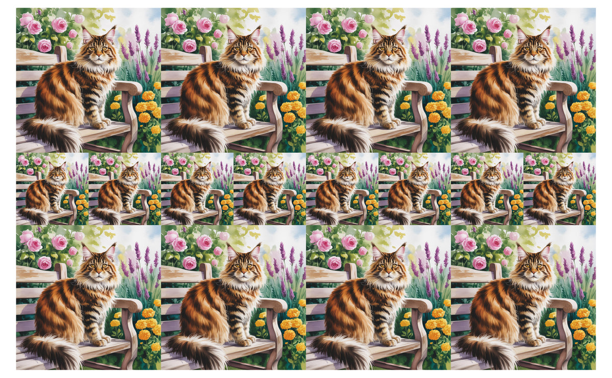 DecoCraft - Scenic Tiles Series - Watercolor Pets - Maine Coon